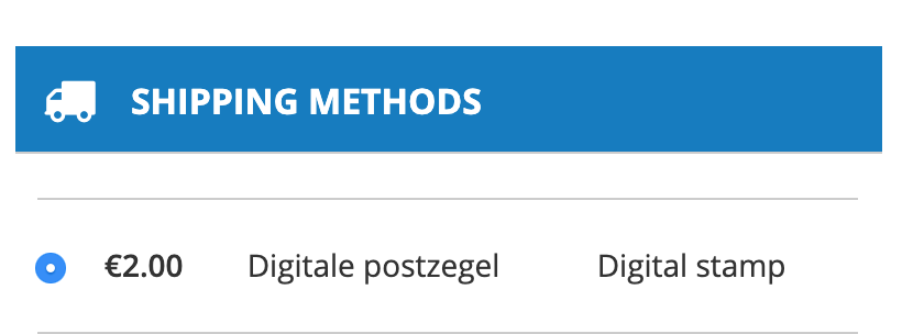 Magento digitale postzegel checkout pagina