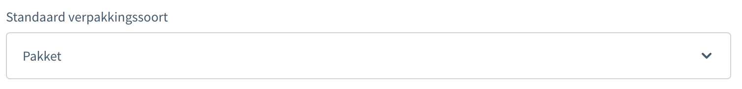 Shopware Standaard verpakkingssoort